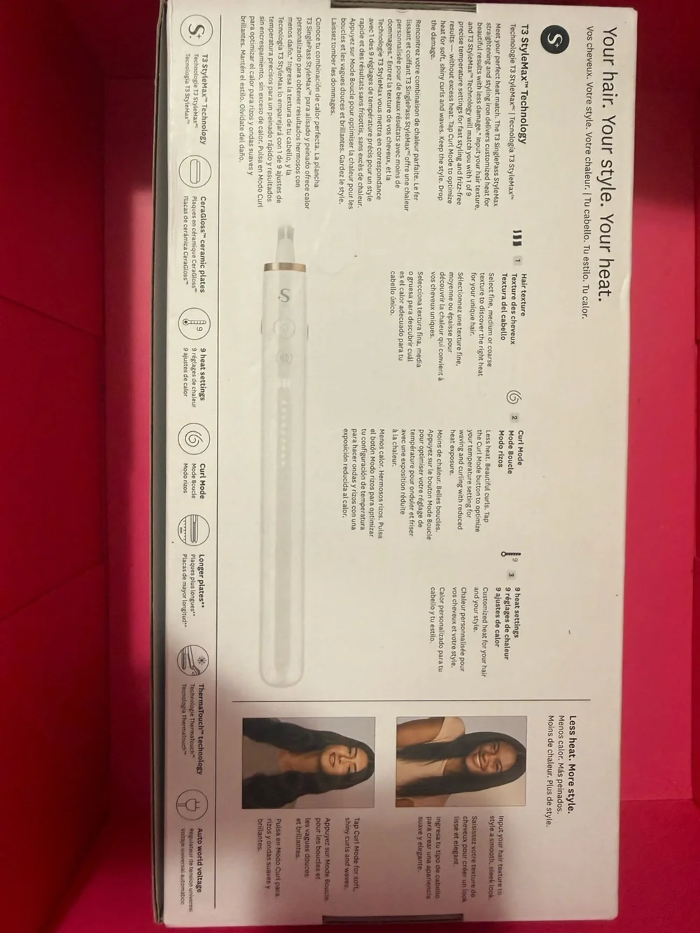Sleek White Ceramic Styling Iron with Rose Gold Accent
